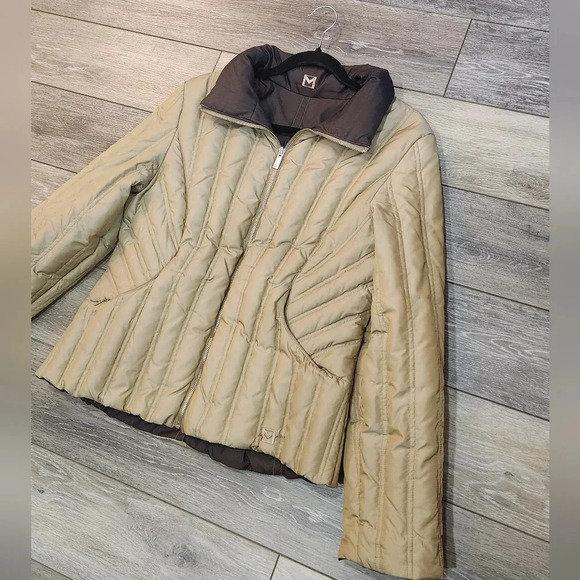 Michael Kors reversible puffer collard beige and brown womens jacket - Picture 5 of 15